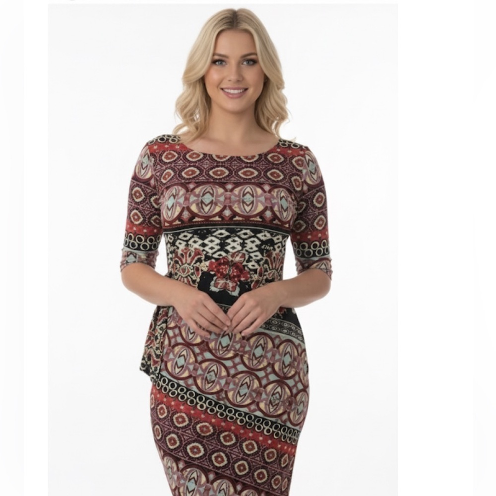 Olivia Matthews size large floral faux wrap dress